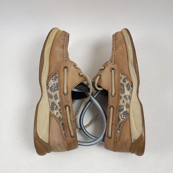 SPERRY TOP SIDER leather leopard Lenin sequin loafers shoes Size 7M - Picture 5 of 10